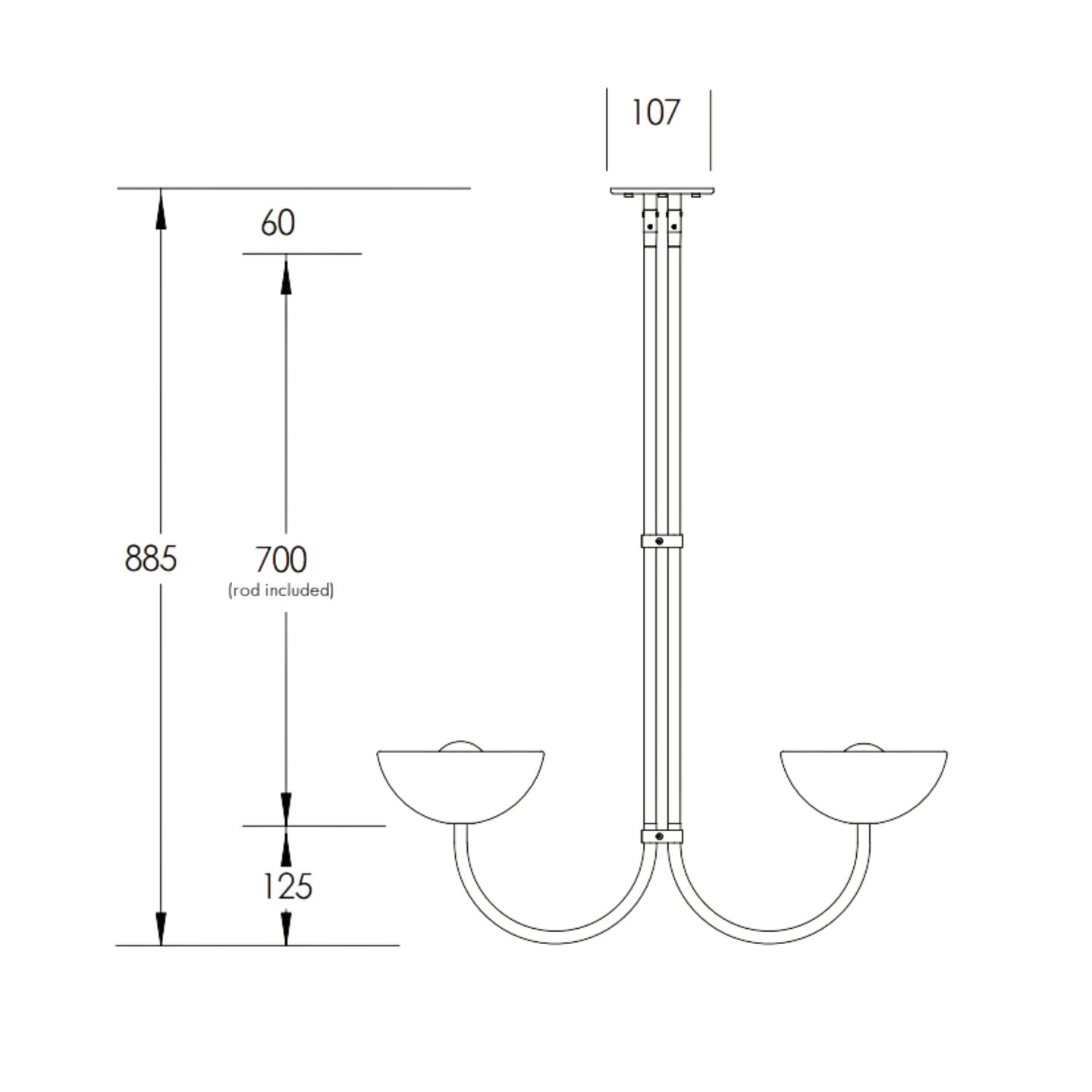 Aurelia Double Pendant Large Cast Glass, White Satin